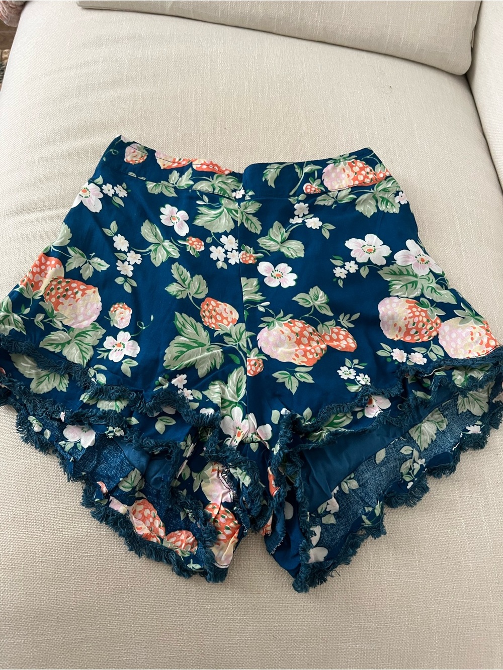 Paper heart Navy Floral fringe trim Women's Shorts